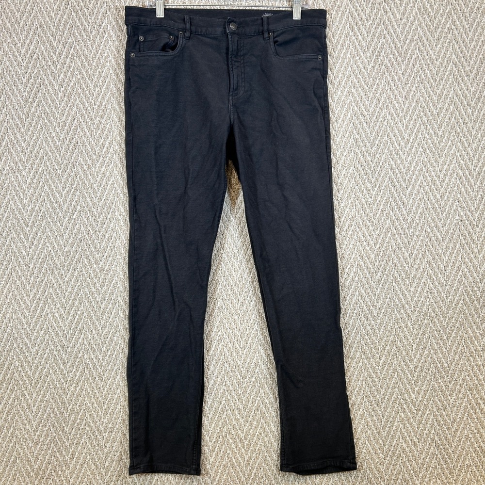 FAHERTY Jeans Mens 32x30 Black Stretch Terry Pants 5-Pocket Slate MBF2437